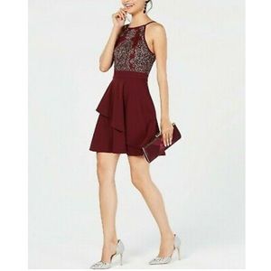 Speechless Maroon and Sliver Dress Size 1